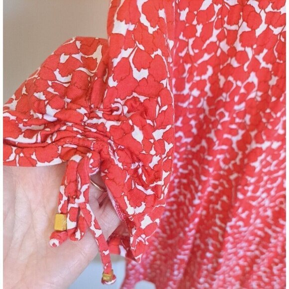 Michael Michael Kors XL Floral Multicolor Short Drawstring Sleeve Scoop Neck Top - Picture 4 of 7